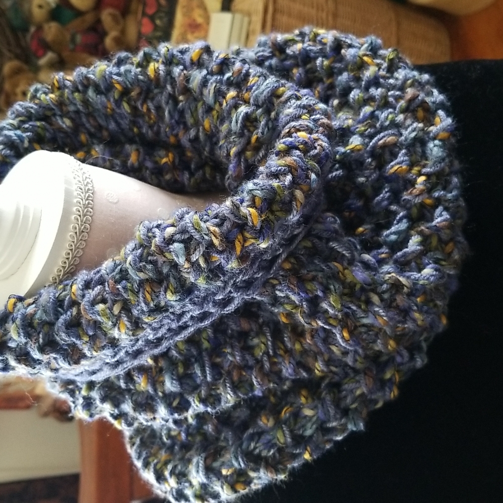 Hand knit infinity scarf